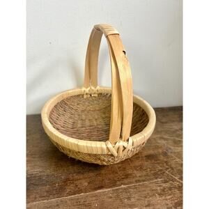 Round Bottom Vintage Handled Basket | Cottagecore Basket | Tisket-a-Tasket